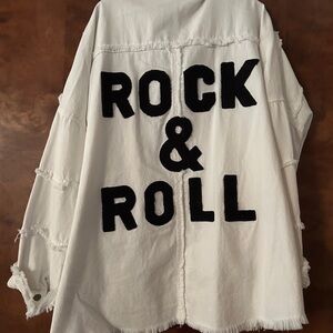 Elan White Jacket with Black Lettering